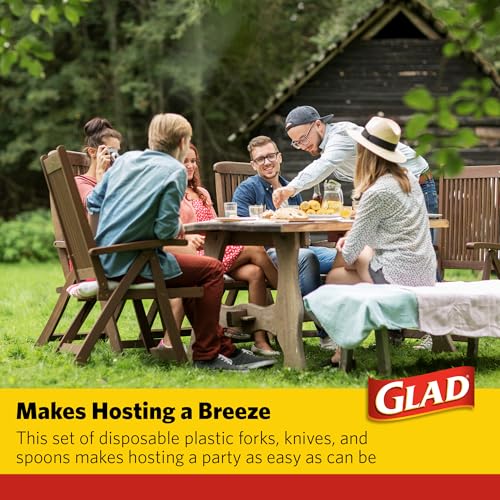 Glad Clear Disposable Plastic Cutlery Set - 120 Count Heavy Duty Utensils