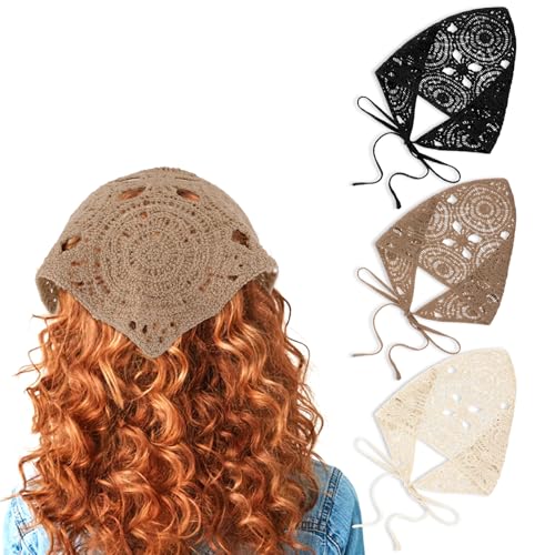 Women & Girls Crochet Headbands 3-Pack Vintage Hair Accessories