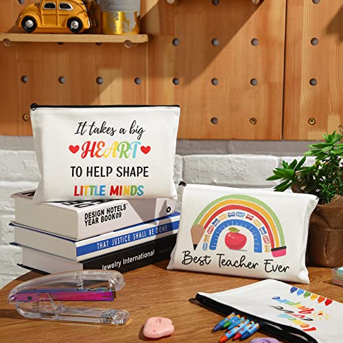 Rainbow Teacher Appreciation Makeup & Cosmetic Bags Set - 15 Pcs Gift for Women