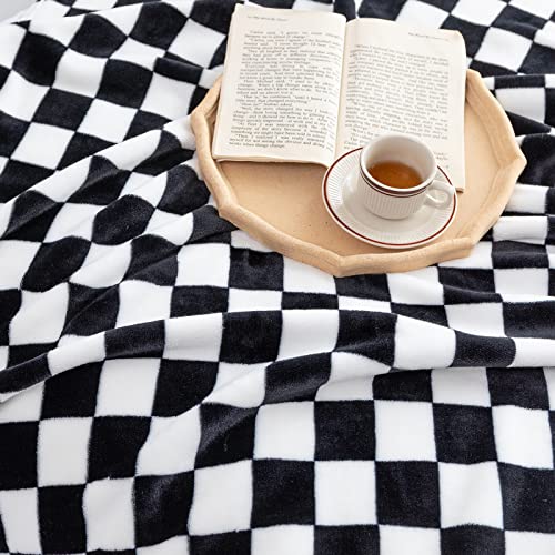 LOMAO Checkerboard Flannel Throw Blanket - Soft, Warm & Cozy 40"x50"