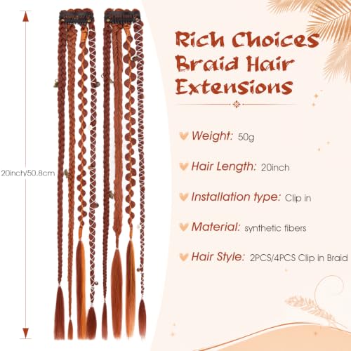 Rich Choices 20" Boho Dreadlock Clip-In Braid Extensions - Copper Red