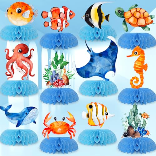12pcs Ocean Sea Animal Honeycomb Centerpieces for Parties