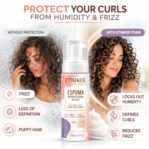 ETNIKER Curl Defining Mousse Foam - Heat & Humidity Protection, 5 oz