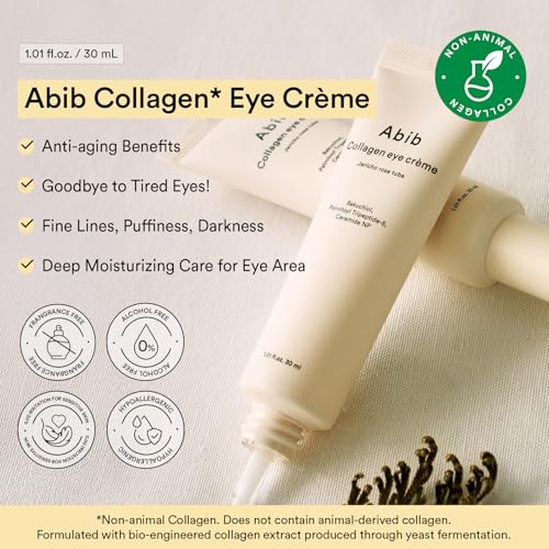 Abib Non-Animal Collagen Eye Cream Jericho Rose - Anti-Aging, Brightening, Puffiness & Wrinkles, 1.01 fl oz