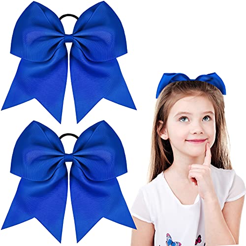 2 Packs 8-Inch Jumbo Cheerleading Hair Bows for Girls - Blue