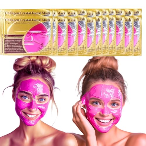 24K Pink Collagen Face Sheet Mask - Anti-Aging Hydration for All Skin Types - 15 Sheets