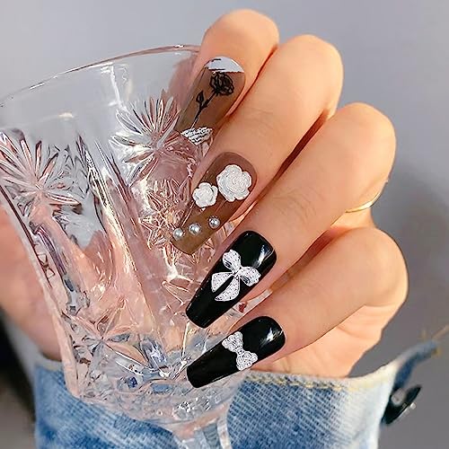 XEAOHESY Silver Nail Bow Charms - 33 Pcs for Nail Art & Decorations