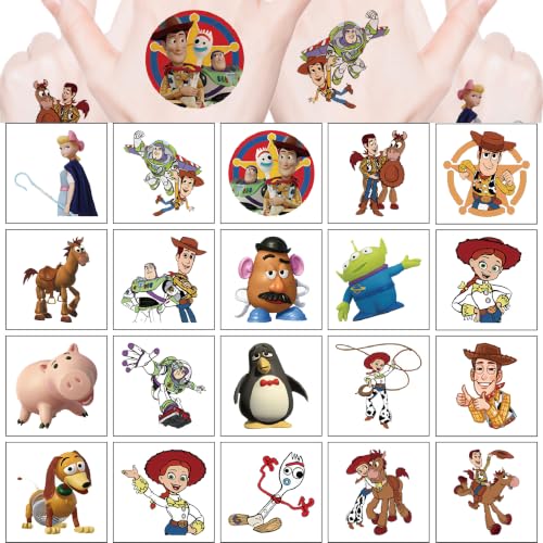 20pcs Birthday Party Temporary Tattoos for Kids - Fun Designs