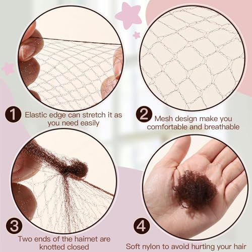 Fandamei Kids Hair Net Set - 20 Invisible Nets & 40 U Pins