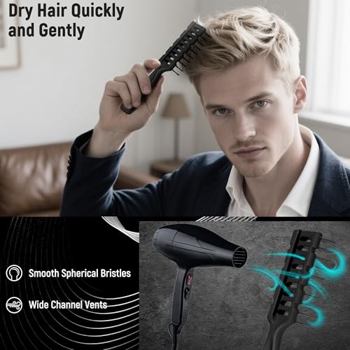 SalonSilk Medium 5-Piece Men Hair Brush & Styling Comb Set - Professional Grooming Tools