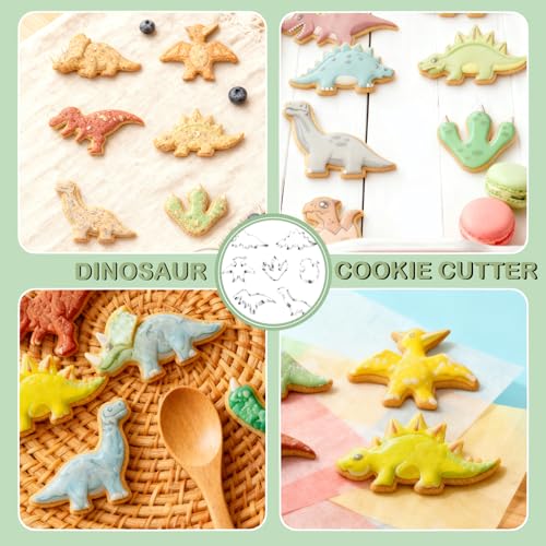 Dinosaur Cookie Cutters Set - 7 Stainless Steel Shapes for Baking