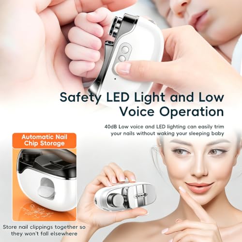 Blissleaf 3-in-1 Electric Nail Clipper for Babies & Adults with LED Light