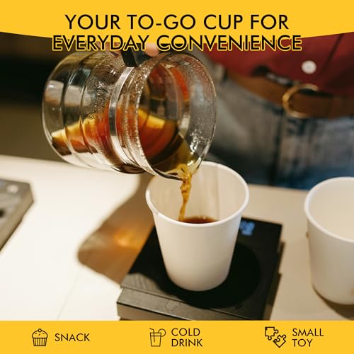 RACETOP 12 oz Disposable Coffee Cups with Lids - 50 Pack, Leak-proof & Eco-Friendly