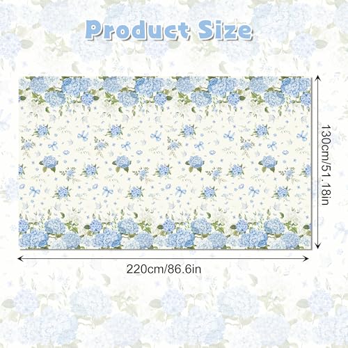 Blue Floral Hydrangea Disposable Tablecloths - 3 Pcs for Parties