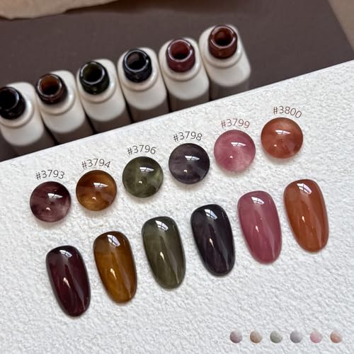 GAOY Milky Gel Nail Polish Set - 6 Colors Long Lasting UV Gel