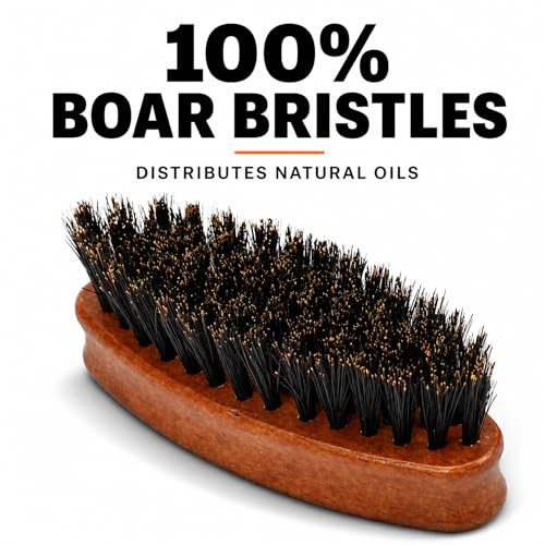 G.B.S Small Travel Beard Brush with Natural Boar Bristles & Wooden Handle - 3 Pack