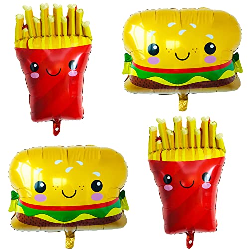 10 Pack French Fries and Hamburger Balloons for Birthday Parties