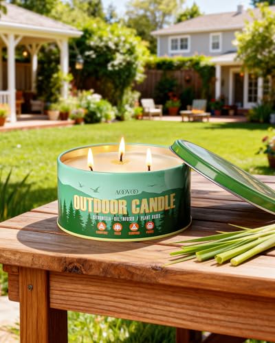 AOOVOO Citronella Candle - 3 Wick 12oz Soy Wax for Outdoor Use