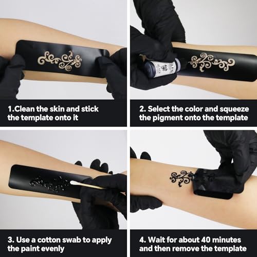 12-Color Temporary Tattoo Kit with 111 Stencils for Body Art
