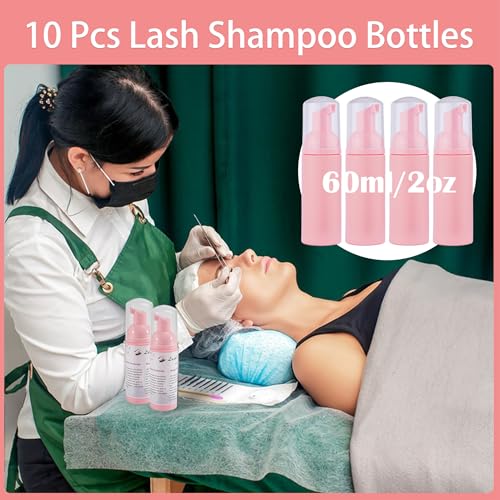 Uyolaxed 60pcs Lash Extension Aftercare Kit with Foam Bottles and Brushes