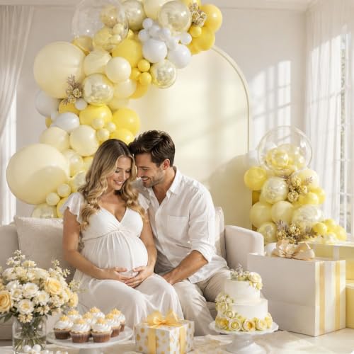 Pastel Yellow Balloon Arch Kit - 129pcs for Baby Showers & Parties