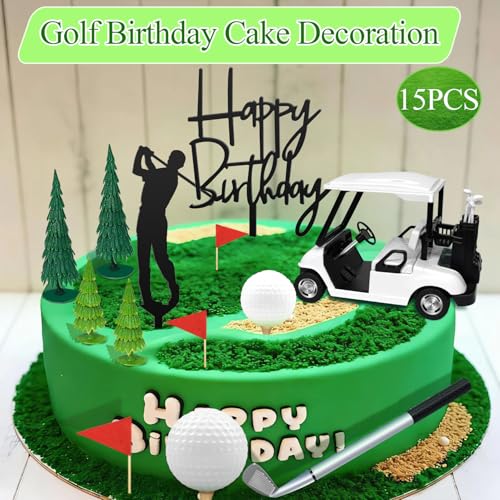 Golf Theme Cake Topper Set - 15 Pcs Birthday Decorations