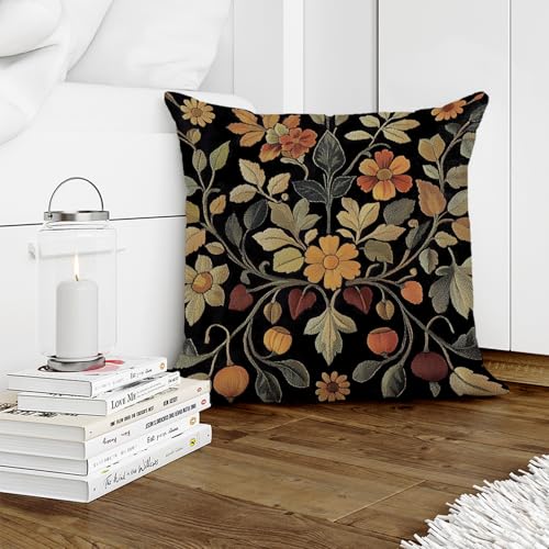 William Morris Floral Velvet Throw Pillow Cover 18x18"