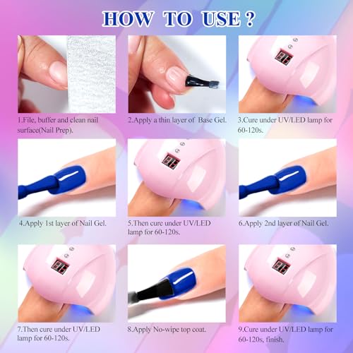 MEET ACROSS 8-Piece Glow in the Dark Neon Gel Nail Polish Set