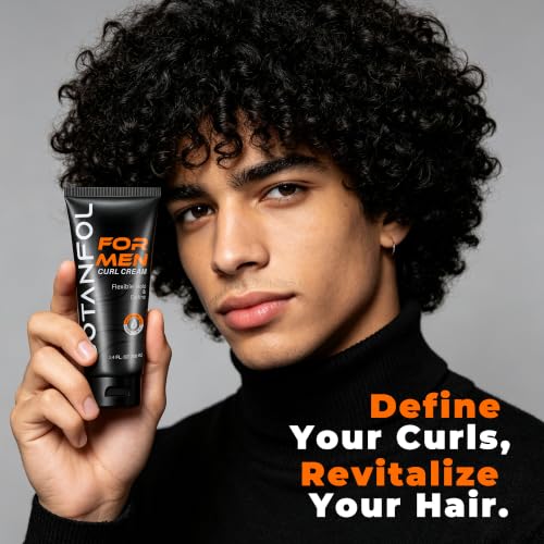 BOTANFOL Men Curl Cream 3.4 Fl Oz - Defines & Hydrates Wavy/Curly Hair, Medium Hold