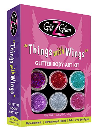 Glitter Tattoo Kit - Things with Wings, Hypoallergenic & Safe