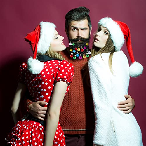 JOVITEC 24-Piece Christmas Beard Ornaments Set with Bells & Clips