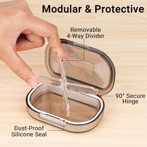 Adorila Travel Cotton Swab Case 2-Pack Grey White Slim Portable Organizer