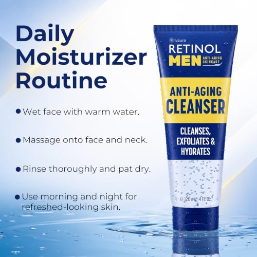 Retinol Face Wash for Men - Exfoliating Gel Cleanser for Oily & Acne-Prone Skin