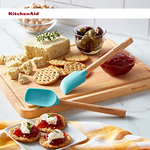 KitchenAid Mini Spatula Set with Bamboo Handle - Set of 2 in Aqua Sky