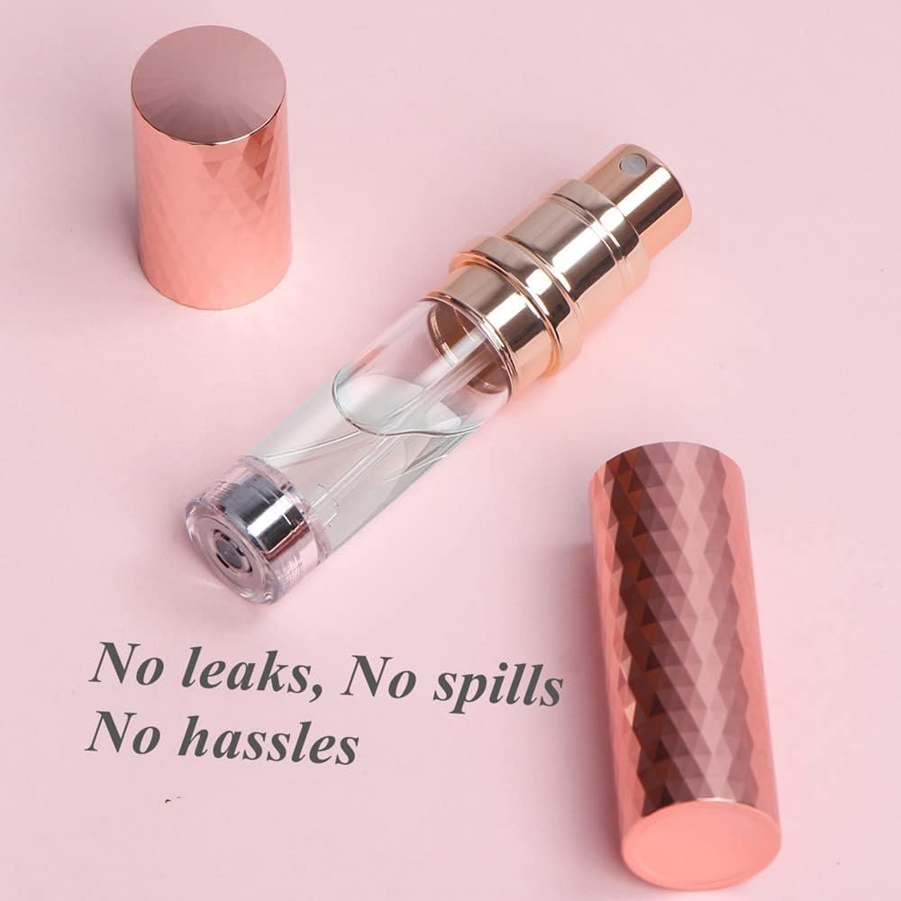 Aurdox Perfume Atomizer, Refillable, Mini Travel Size Small Spray Bottle with Bottom Pump, Leakproof and Portable for Women and Men, Elegant Dimond Design, 5ml