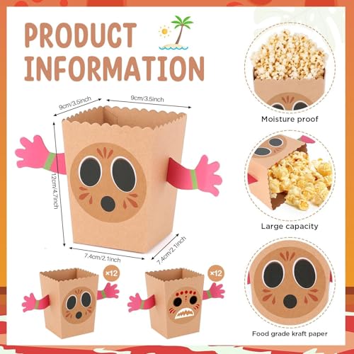 24 PCS Hawaiian Luau Popcorn Boxes - DIY Party Favor Treats