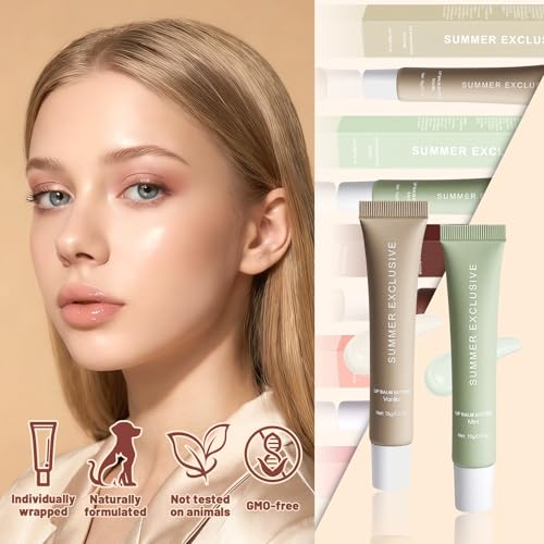 HULYHDP Summer Tinted Lip Balm & Gloss Set with Vanilla & Mint - Hydrating & Nourishing for Women