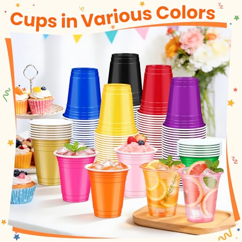 50 Dark Blue 12 oz Disposable Plastic Cups for Parties