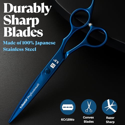 Macs Professional 5.5” Razor Edge Hair Cutting Scissors Kit with Combs & Pouch - Men & Women, Japanese Steel, Lightweight