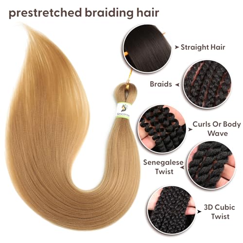 Nescorner 27# Pre Stretched Braiding Hair 24 Inch 8 Pack for Women, Yaki Straight Texture