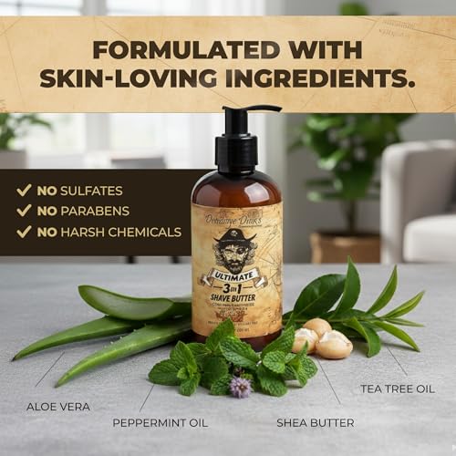 Deadeye Dick's 3-in-1 Shave Butter for Face, Head & Body - Natural, Irritation-Free Formula (8 FL Oz)