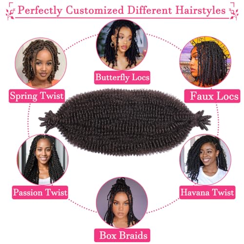 COOKOO 16-Inch Pre-Fluffed Springy Afro Twist Hair - 8 Pack Synthetic Braiding
