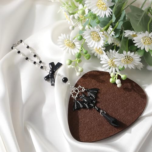 Gothic Bat Car Rearview Mirror Charm with Black Crystal Beads
