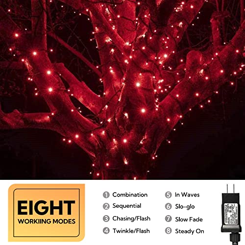 Hopolon 33FT 100 LED Red String Lights - Waterproof Fairy Lights for Indoor & Outdoor Decor