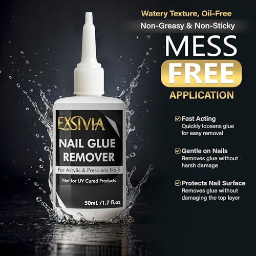 EXSIVIA Strong Nail Glue Kit - 10ml Adhesive & 50ml Remover