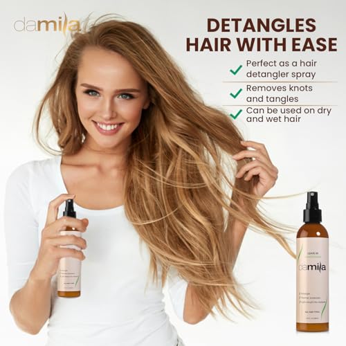 Damila Keratin Leave In Conditioner Spray 4.1 Fl Oz - Nourishing Detangler for Fine, Dry, Curly Hair