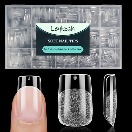 240pcs Short Square Acrylic Nail Tips - Matte Clear Press-On for DIY