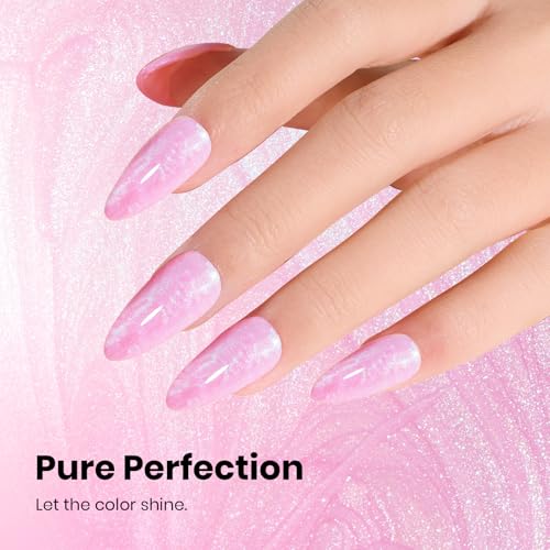Beetles Nebula Pink Glow Gel Nail Polish 15ml - Iridescent Thread Effect