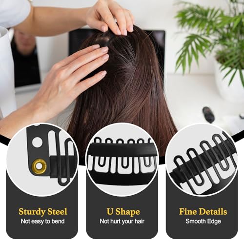 MUIIGOOD 25Pcs U-Shape Snap Clips for Hair Extensions & Wigs