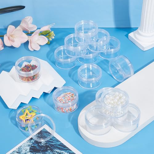 BENECREAT 16 Pack 30ml Clear Plastic Storage Jars with Lids